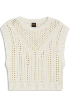 Stricktop aus Baumwoll-Mix mit offener Strickstruktur