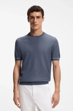Strick-T-Shirt aus Baumwoll-Mix mit Querstreifen