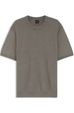 Strick-T-Shirt aus Leinen-Baumwoll-Mix
