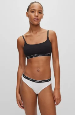 String aus Stretch-Baumwolle mit sich wiederholenden Logos am Bund