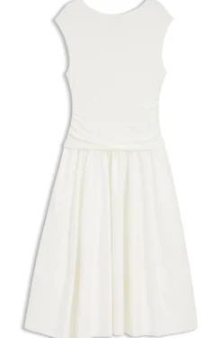 Strukturiertes Jersey-Kleid mit Popeline-Rock