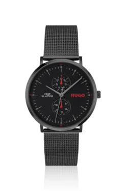 Style Schwarz beschichtete Uhr mit Mesh-Armband