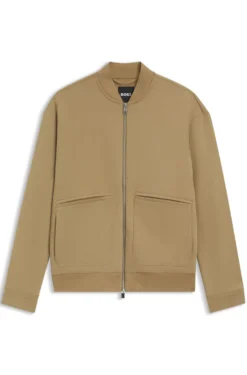Sweatjacke aus angerautem Baumwoll-Mix mit Reißverschluss