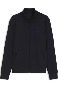 Sweatjacke aus Stretch-Baumwolle mit Reißverschluss und Logo-Print