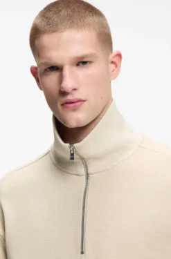 Sweatshirt aus Baumwolle mit kurzem Reißverschluss