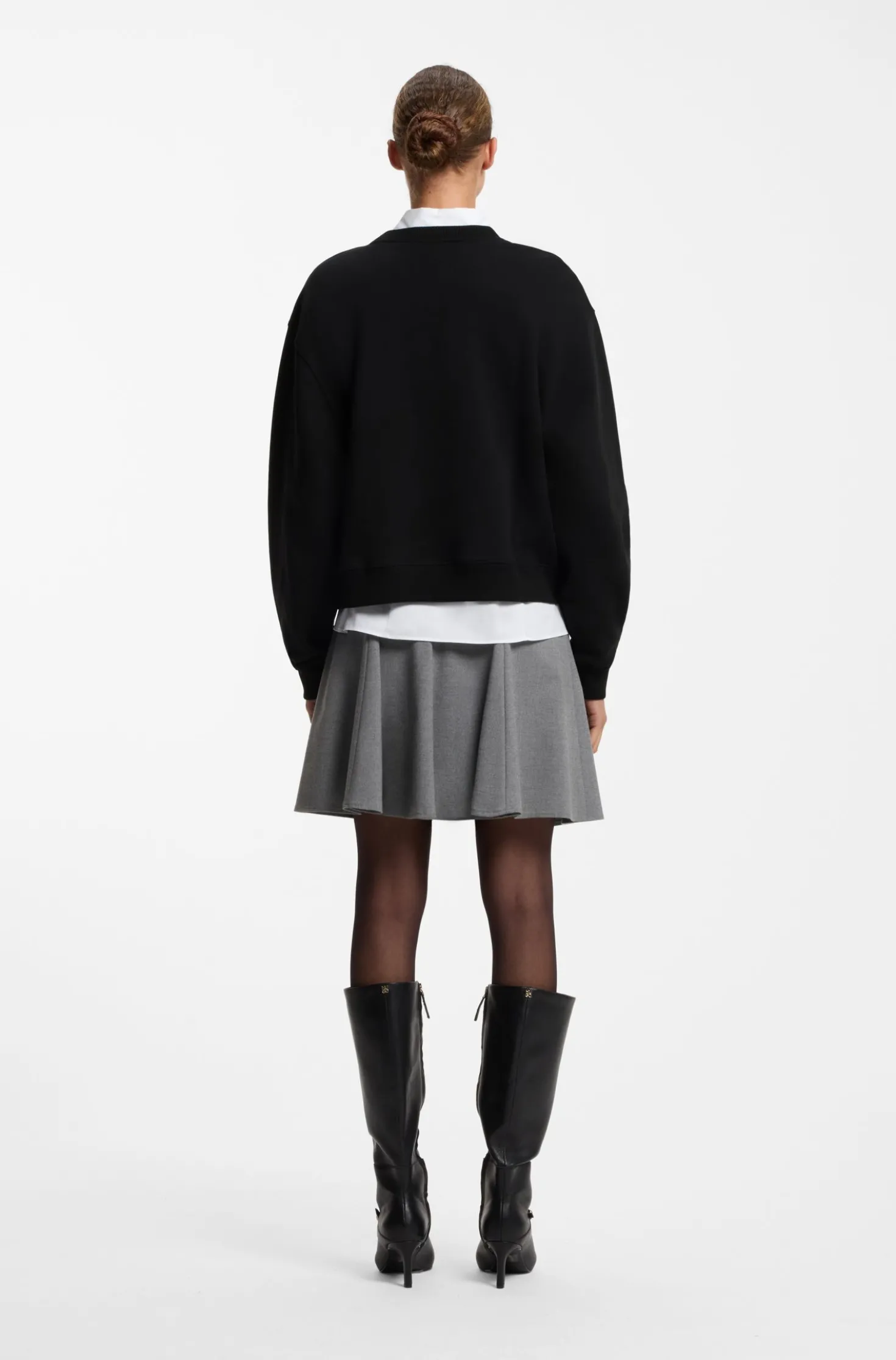 Sweatshirt aus Baumwolle mit Glitzer-Herz-Logo-Badge