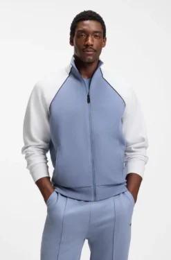 Sweatshirt aus Baumwoll-Mix mit kontrastfarbenen Paspeln