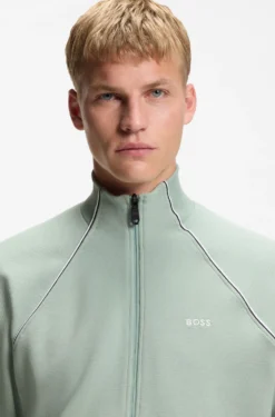 Sweatshirt aus Baumwoll-Mix mit kontrastfarbenen Paspeln