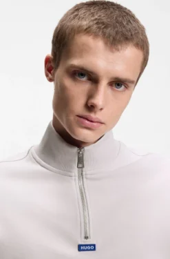 Sweatshirt aus Baumwoll-Terry mit Troyerkragen