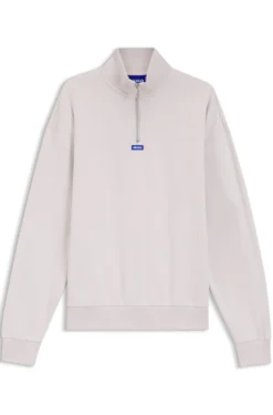 Sweatshirt aus Baumwoll-Terry mit Troyerkragen