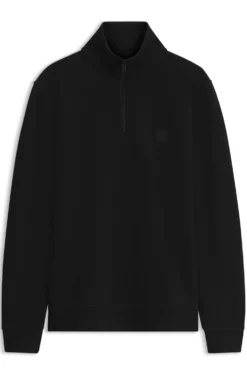Sweatshirt aus Baumwoll-Terry mit Troyerkragen