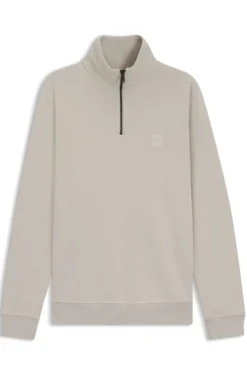 Sweatshirt aus Baumwoll-Terry mit Troyerkragen