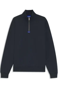Sweatshirt aus Baumwoll-Terry mit Troyerkragen