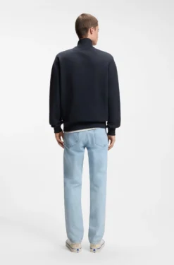 Sweatshirt aus Baumwoll-Terry mit Troyerkragen