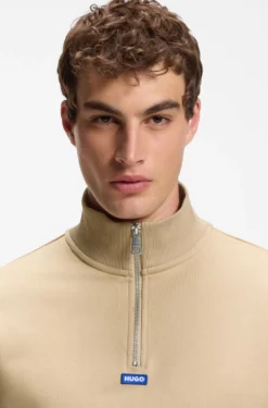 Sweatshirt aus Baumwoll-Terry mit Troyerkragen