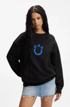 Sweatshirt aus Baumwoll-Terry mit Happy HUGO