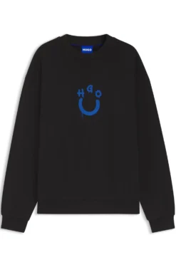Sweatshirt aus Baumwoll-Terry mit Happy HUGO