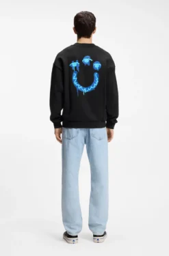 Sweatshirt aus Baumwoll-Terry mit Happy HUGO