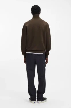 Sweatshirt aus Baumwoll-Terry mit Troyerkragen