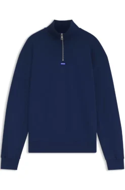 Sweatshirt aus Baumwoll-Terry mit Troyerkragen
