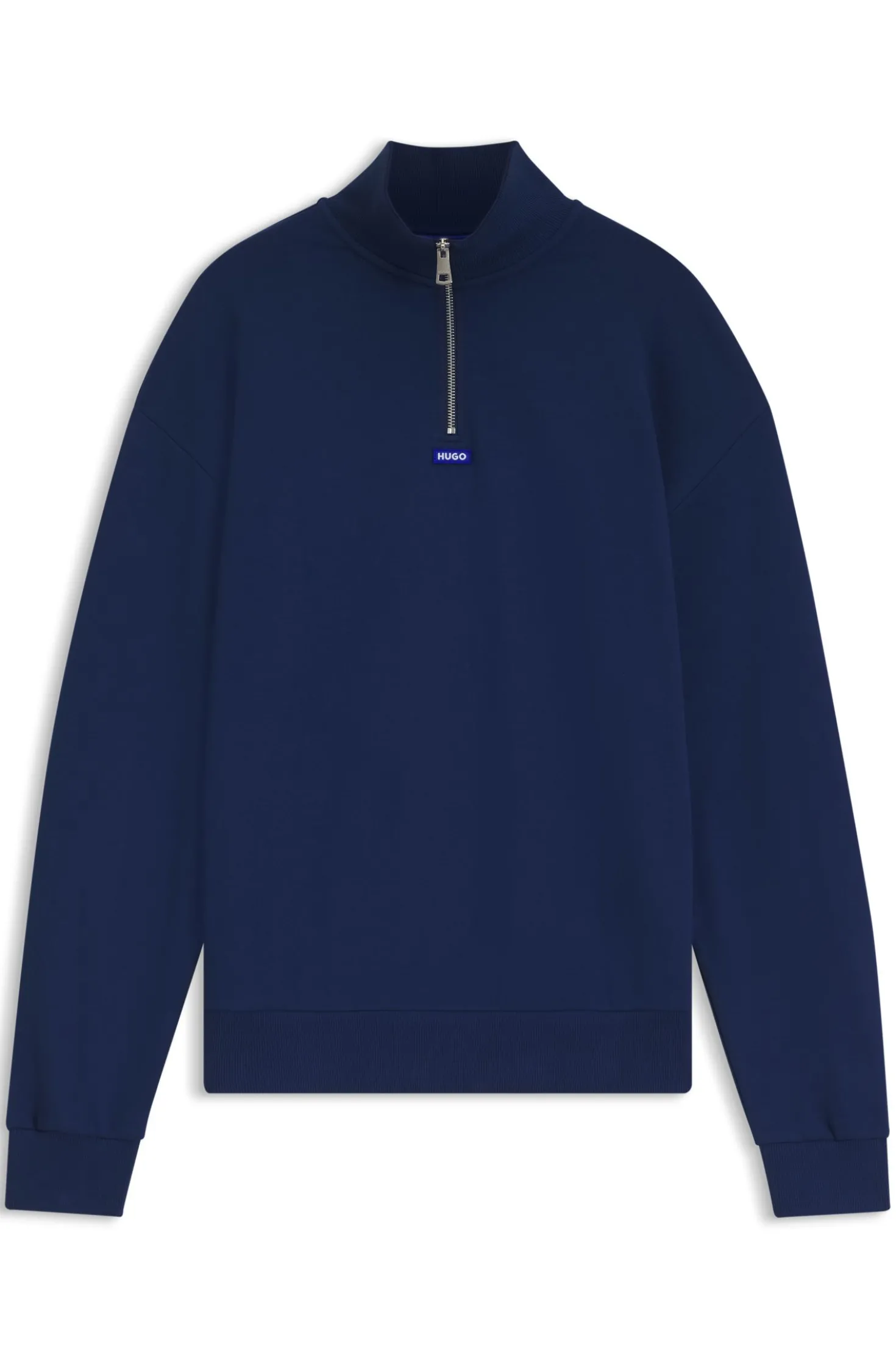 Sweatshirt aus Baumwoll-Terry mit Troyerkragen