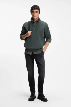 Sweatshirt aus Baumwoll-Terry mit kurzem Reißverschluss