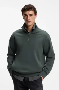 Sweatshirt aus Baumwoll-Terry mit kurzem Reißverschluss