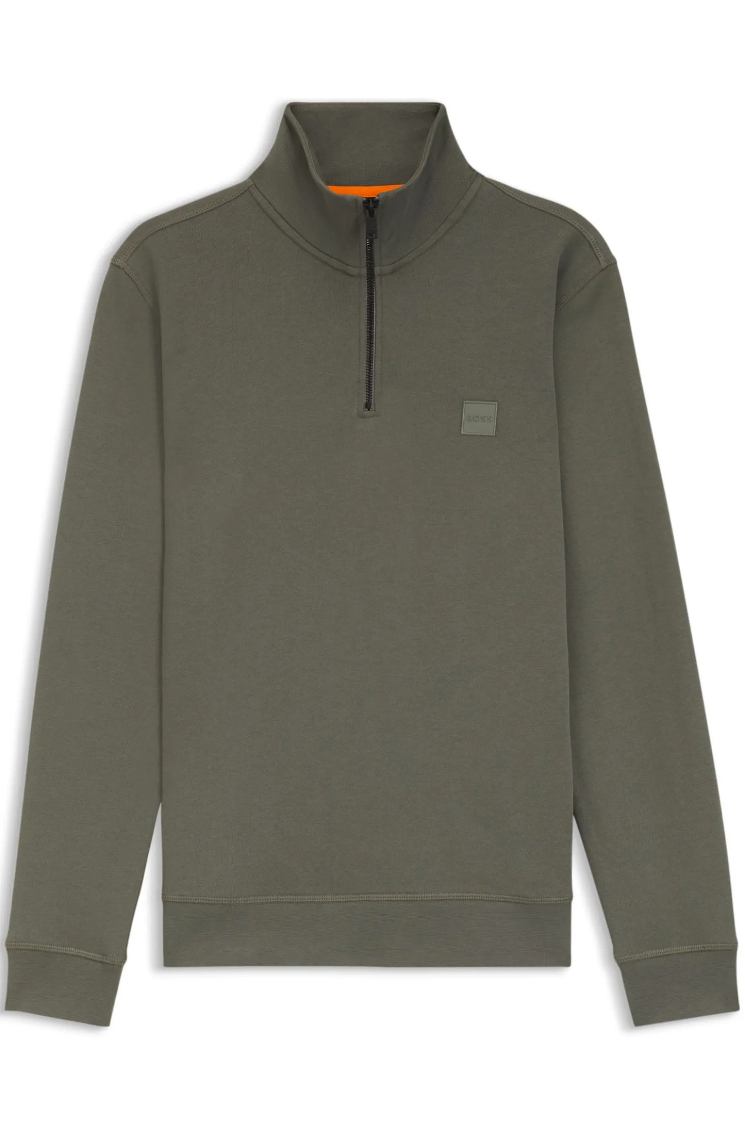 Sweatshirt aus Baumwoll-Terry mit Troyerkragen