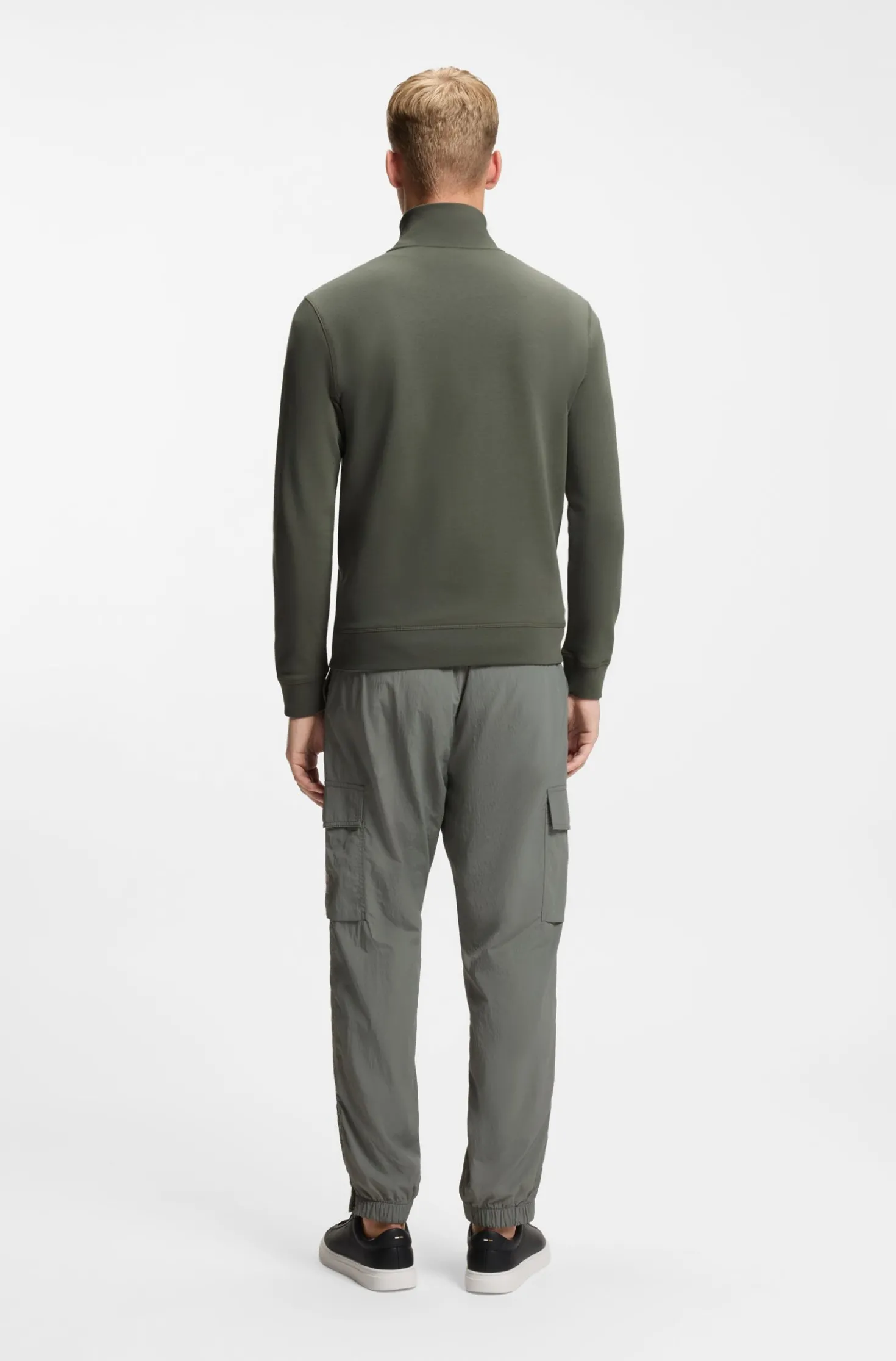 Sweatshirt aus Baumwoll-Terry mit Troyerkragen