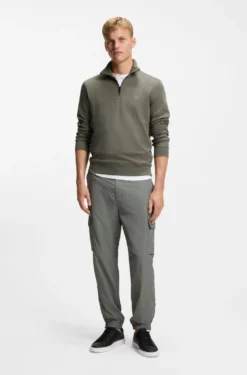 Sweatshirt aus Baumwoll-Terry mit Troyerkragen