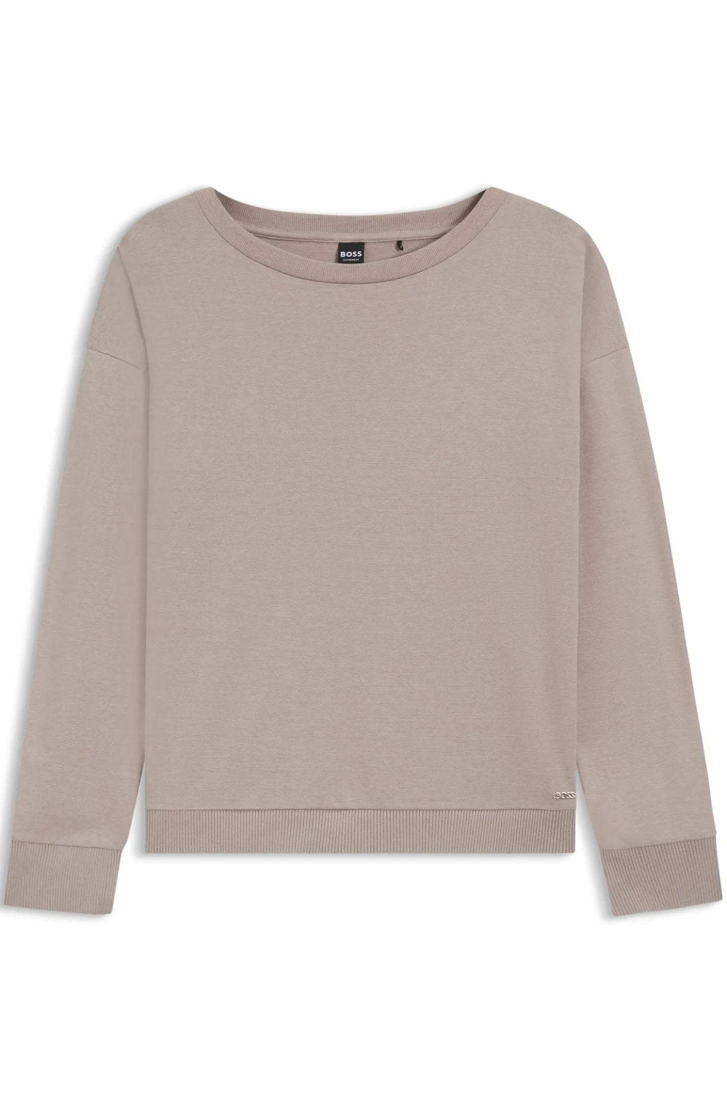 Sweatshirt aus meliertem Jersey mit U-Boot-Ausschnitt und Logo-Applikation