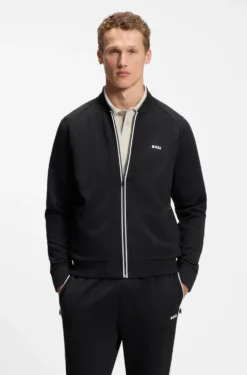 Sweatshirt mit Reißverschluss, Dreiecken in Jacquard-Struktur und gummiertem Logo