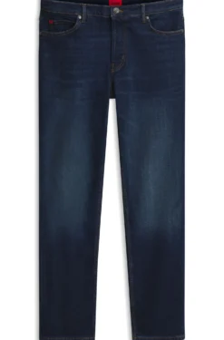Tapered-Fit Jeans aus dunkelblauem Stretch-Denim