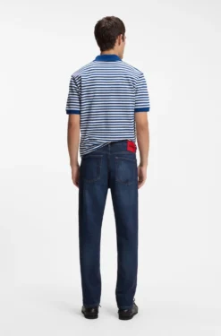 Tapered-Fit Jeans aus dunkelblauem Stretch-Denim
