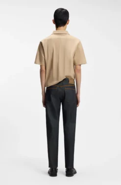Tapered-Fit Jeans aus dunkelblauem ungewaschenem Denim