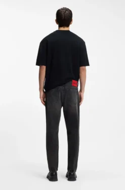 Tapered-Fit Jeans aus grauem Baumwoll-Denim