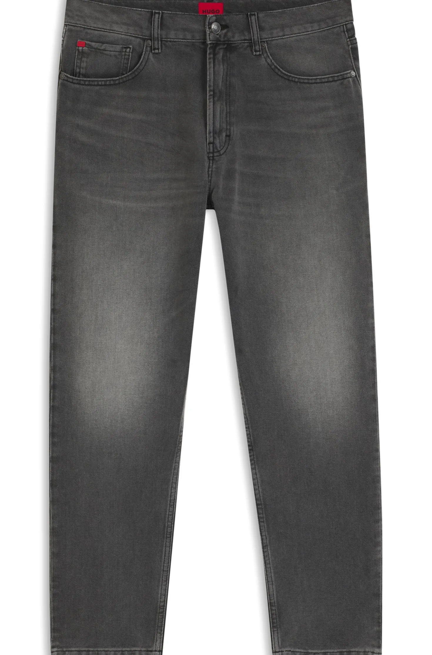Tapered-Fit Jeans aus grauem Denim mit Used-Effekten