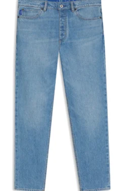 Tapered-Fit Jeans aus hellblauem, elastischem Denim