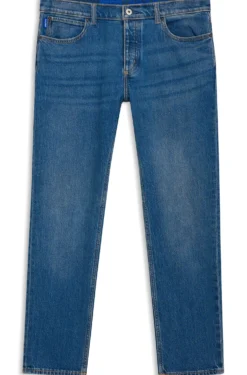 Tapered-Fit Jeans aus mittelblauem Stretch-Denim