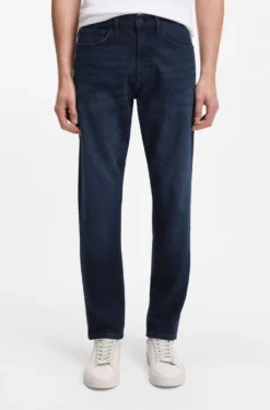 Tapered-Fit Jeans aus reinblauem Stretch-Denim