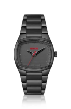 Telly schwarz beschichtete Uhr mit Gehäuse in Retroform
