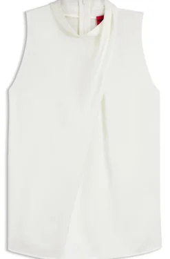 Top aus Satin mit Stehkragen und Drapierung