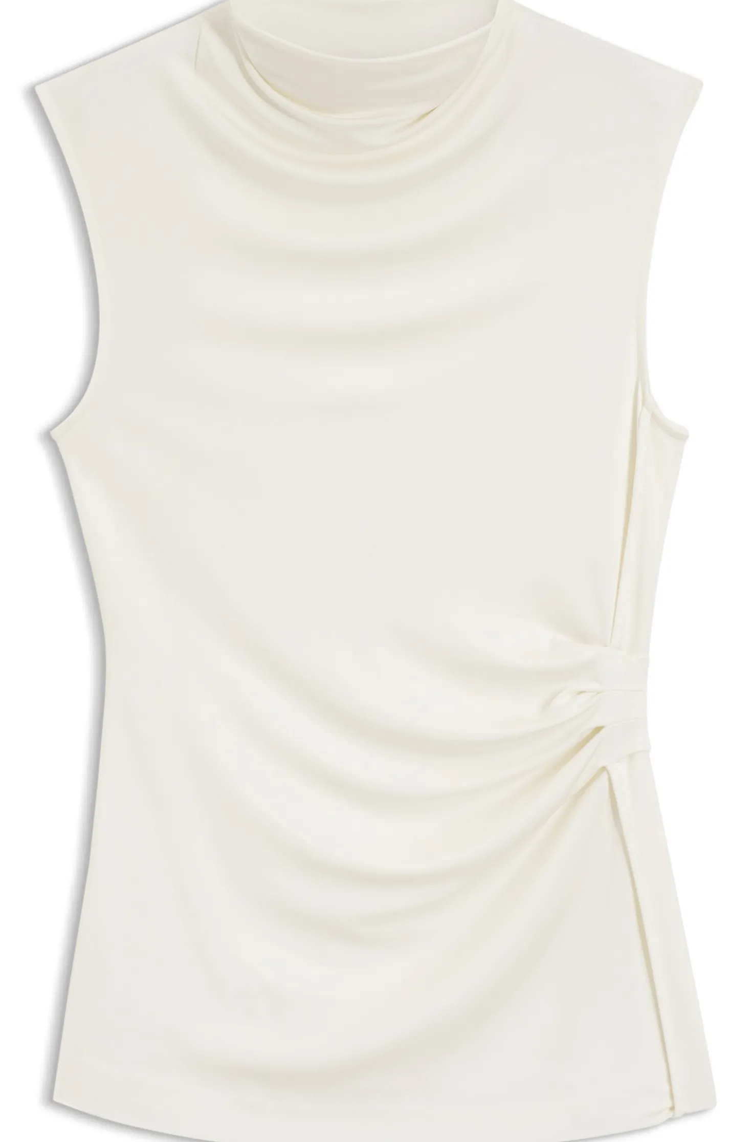 Top aus Stretch-Jersey mit drapiertem Kragen