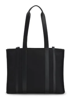 Tote Bag aus strukturiertem Canvas mit Kunstlederbesatz