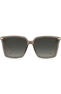 Transparent-braune Sonnenbrille mit goldfarbenen Details