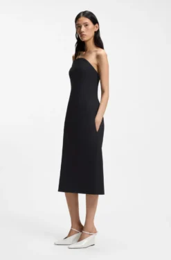 Trägerloses Kleid aus Stretch-Krepp mit integriertem Korsett