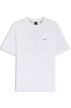 T-Shirt aus Baumwolle in Mesh-Optik mit gesticktem Artwork