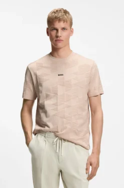 T-Shirt aus Baumwolle mit 3D-Jacquard-Muster
