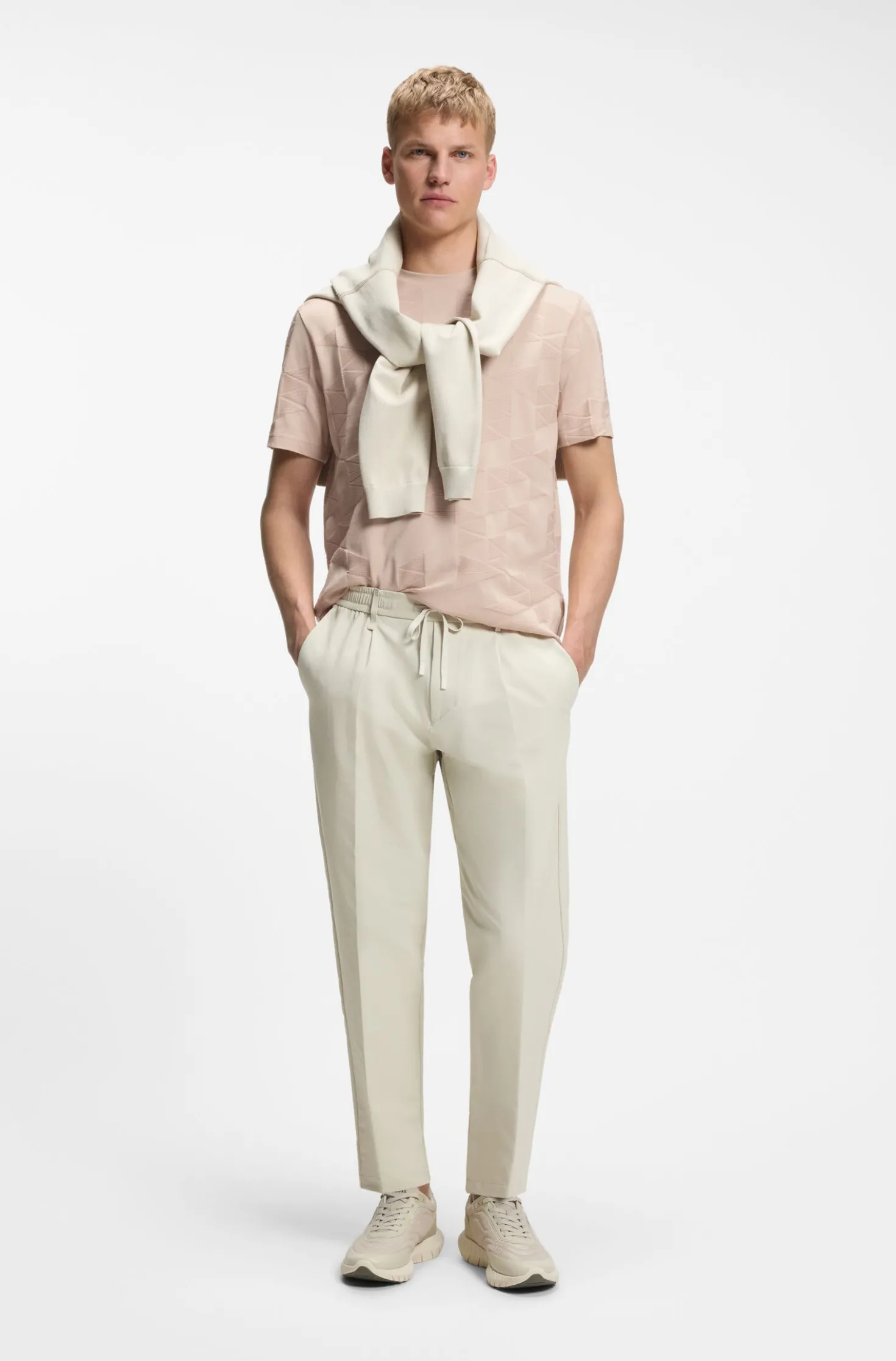 T-Shirt aus Baumwolle mit 3D-Jacquard-Muster