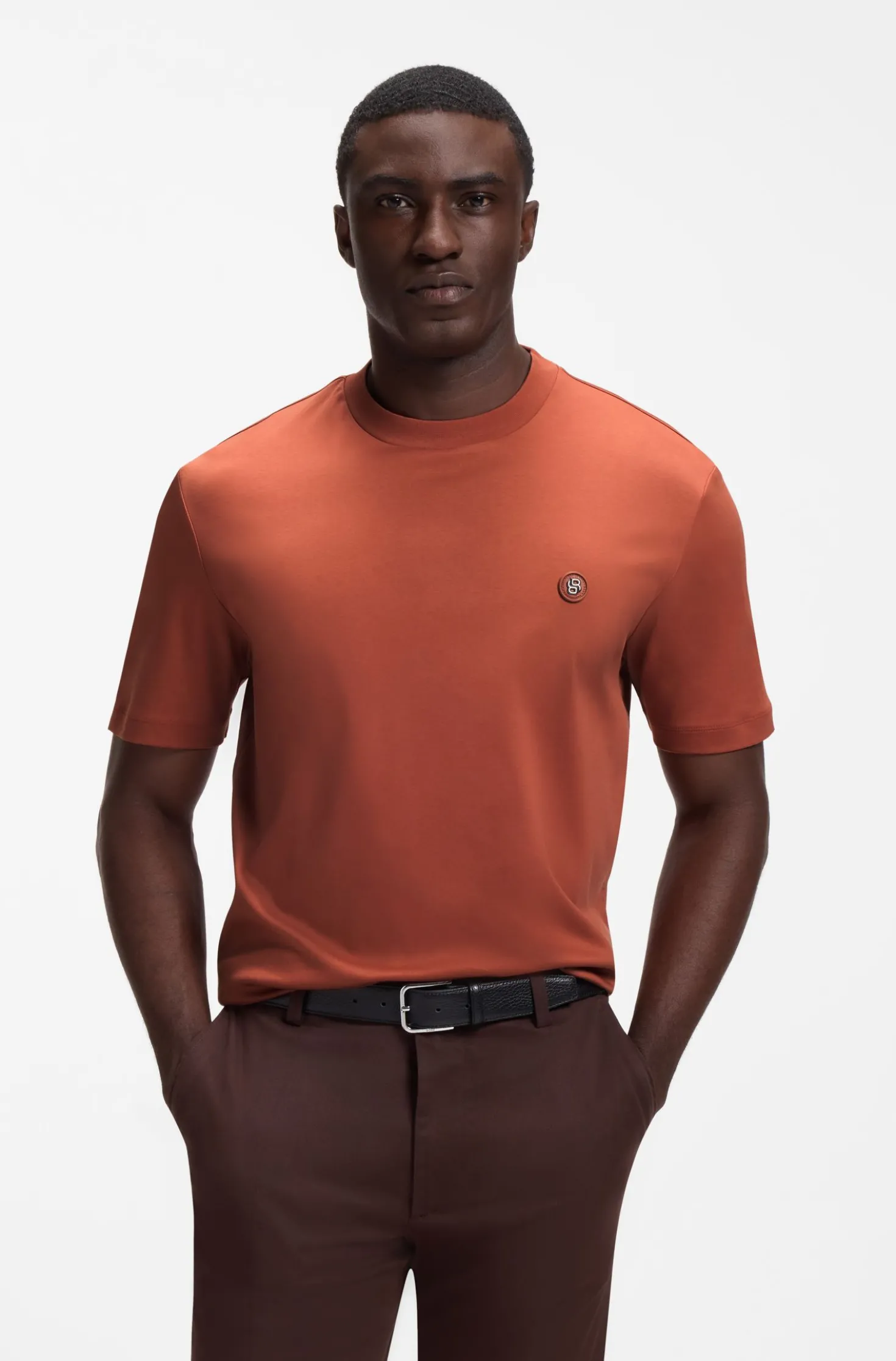 T-Shirt aus Baumwolle mit Double-B-Monogramm-Badge
